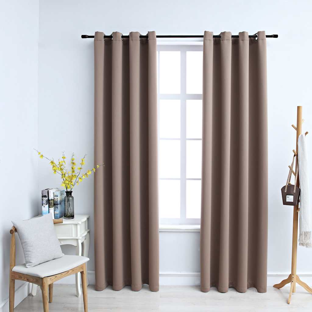 Vidaxl blackout curtain with metal rings 2 pcs 140x175 cm taupe