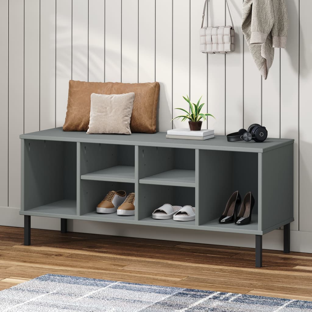 Vidaxl shoe rack with metal legs Oslo 106x35x45 cm pine gray