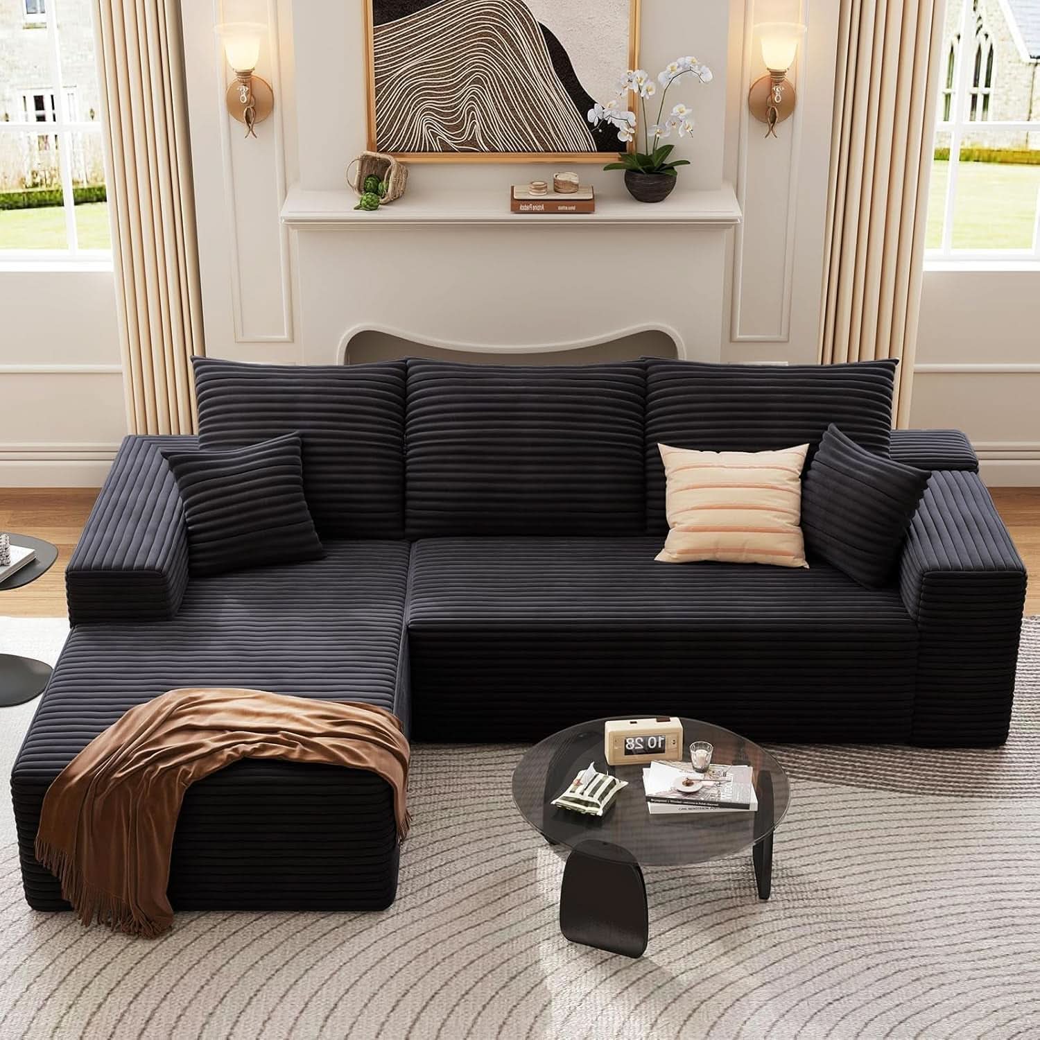Modern 107 Inch Cloud Sectional Couch with Chaise-0